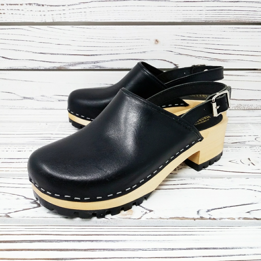 Swedish Hasbeens Women's Black Jill Clogs